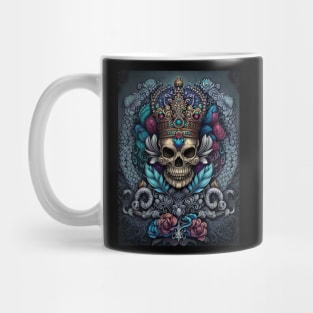 Regal Crowned Skull with Floral Majesty Mug